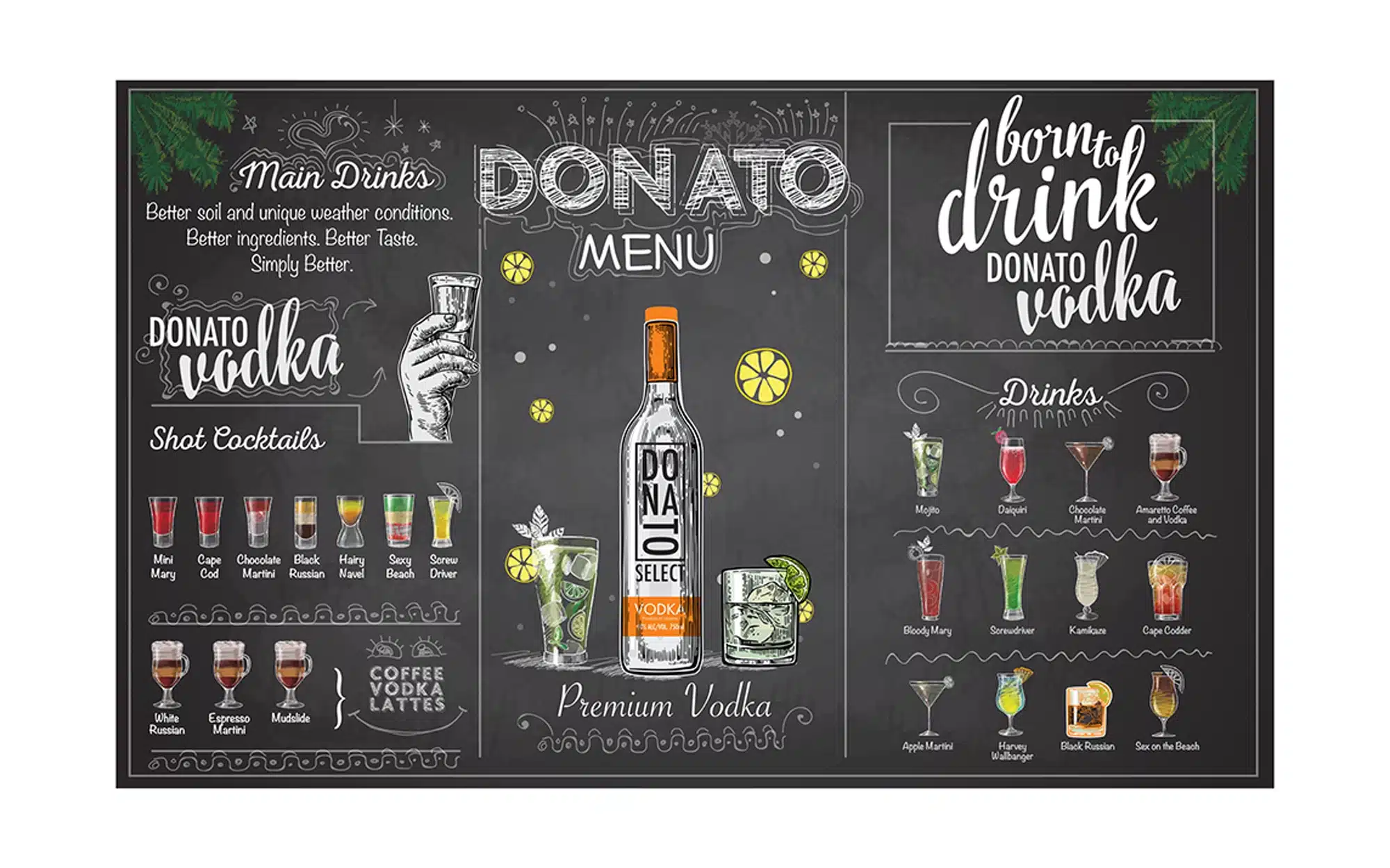 Donato Select cocktail menu concept preview